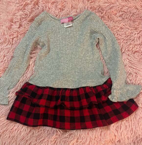 Goodlad Other - Goodlad Dress Size 2T Gray Plaid Ruffle Hem Long Sleeve